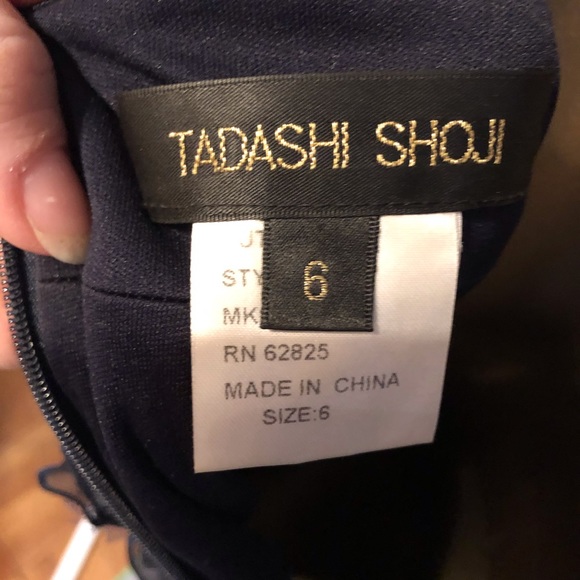 Tadashi Shoji silk navy blue ruffled dress - Picture 6 of 6